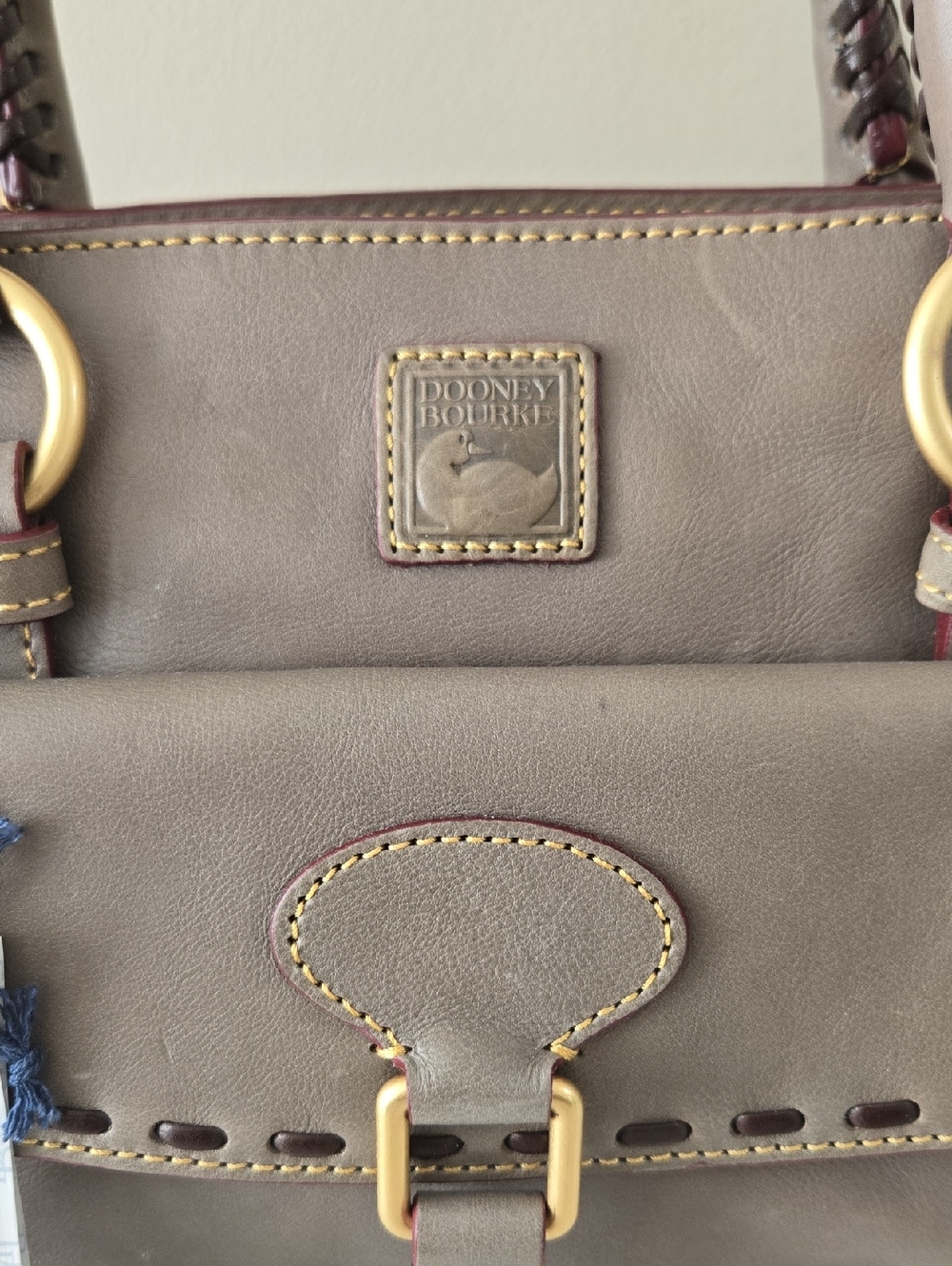 Dooney & Bourke Florentine Taupe Brown Medium Pocket Leather Satchel - Picture 3 of 10